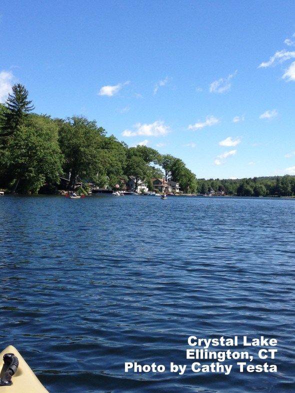 View from my kayak in the center of the lake