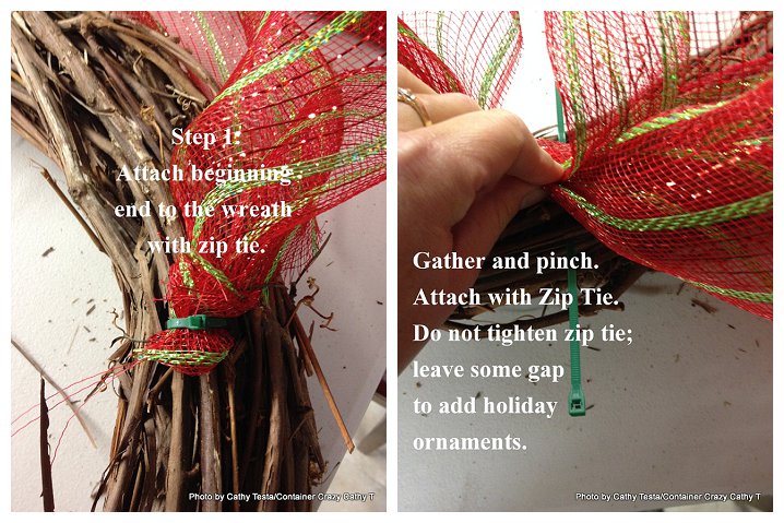 how to tie mesh ribbon on wreath