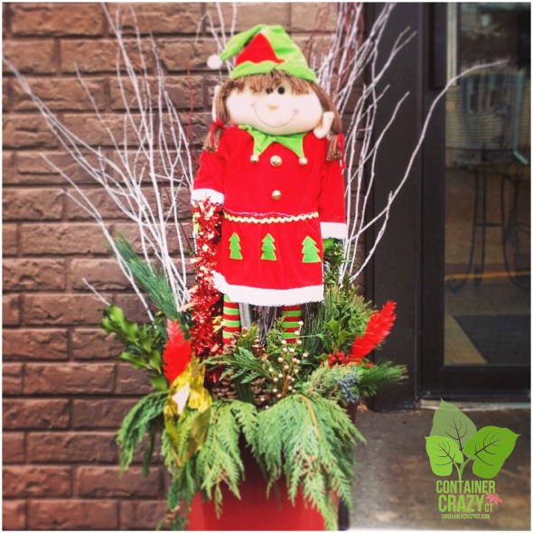 His and Her's Elves Grace the Steps of THE SWEET SPOT Bakery in Broad Brook, CT.