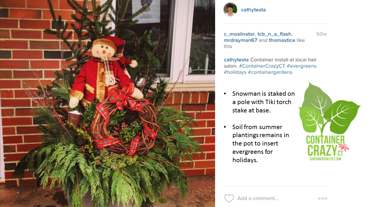 Snowman in Pot by Cathy T