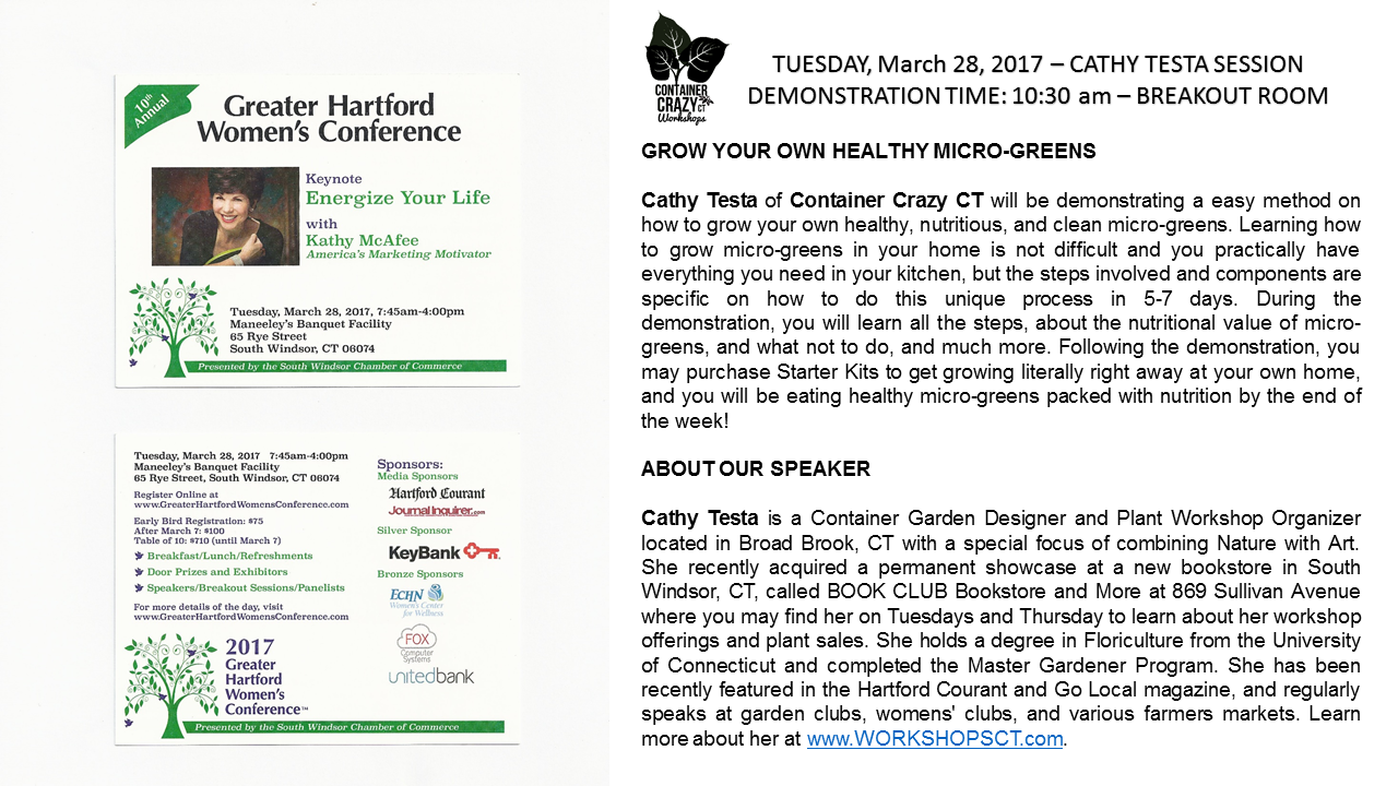 Greater Hartford womens Conf Microgreens Demo by C Testa